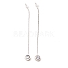 Crystal Rhinestone Flat Round Long Dangle Stud Earrings EJEW-A067-06P-4