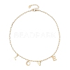 Word Love 304 Stainless Steel Charms Bib Necklaces with Brass Paperclip Chains NJEW-JN04534-3