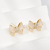 Brass Micro Pave Clear Cubic Zirconia Stud Earrings EJEW-H154-13G-1
