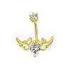 304 Stainless Steel Pave Cubic Zirconia Curved Barbell Belly Rings FS-WG6D7D2-02-1