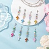 Synthetic Turquoise Cross with Natural Freshwater Shell Nuggets Pendant Decorations HJEW-JM04256-1