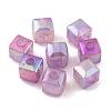 UV Plating Rainbow Iridescent Acrylic Beads PACR-C009-03E-1