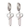 304 Stainless Steel Rose Quartz Column Hoop Earrings EJEW-JE06791-02-1