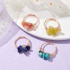 4Pcs 4 Style Natural & Synthetic Mixed Gemstone Chips Braided Bead Finger Rings RJEW-TA00111-2