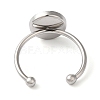 Non-Tarnish 304 Stainless Steel Flat Round Pad Ring Setting STAS-I306-05C-P-4