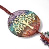 Flat Round Chakra Resin Gemstone Pendant Decorations HJEW-G017-01G-4