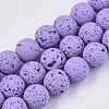 Spray Painted Natural Lava Rock Beads Strands G-N0324-B-06-1