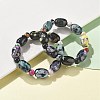 Natural Fire Crackle Agate Bead Stretch Bracelets G-P570-01C-2
