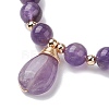 Natural Amethyst Stretch Bracelets with Teardrop Charms for Women BJEW-JB10110-05-3