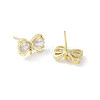 Bowknot Brass Stud Earrings Findings KK-L214-01G-2