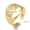 PVD Vacuum Plating 201 Stainless Steel Tree of Life Wide Open Cuff Rings for Unisex RJEW-C092-03G-1
