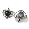 Natural Obsidian Peach Love Heart Pendants G-G158-01L-2