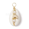 3Pcs 3 Styles Natural Cowrie Shell Copper Wire Wrapped Pendants PALLOY-JF02936-2