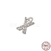 Real Platinum Plated Rhodium Plated 925 Sterling Silver Micro Pave Clear Cubic Zirconia Charms STER-P054-10P-X-1