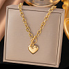 304 Stainless Steel Heart Pendant Cable Chain Necklaces for Women NJEW-C084-05G-1