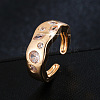Brass Pave Clear Cubic Zirconia Cuff Open Rings WGCA67C-01-2