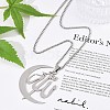 201 Stainless Steel Moon & Arabic Pendants Box Chain Necklaces for Women Men LS-NJEW-R013-02P-2
