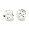 Brass Micro Pave Clear Cubic Zirconia European Beads KK-A254-16S-1