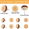 SUNNYCLUE 8 Pairs 4 style Natural Wood Flat Round Stud Earrings EJEW-SC0001-47-2