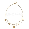 304 Stainless Steel & 201 Stainless Steel Sun Star Pendant Necklaces with Natural Pearl Beads for Women NJEW-JN06527-3