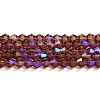 Transparent Electroplate Glass Beads Strands GLAA-F029-4mm-D05-1