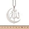 201 Stainless Steel Moon & Arabic Pendants Box Chain Necklaces for Women Men NJEW-R013-02P-5
