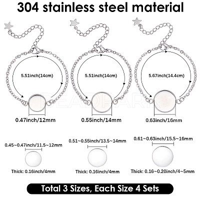 12Pcs 3 Styles 304 Stainless Steel Cable Chain Bracelet Making STAS-SP0002-11-1
