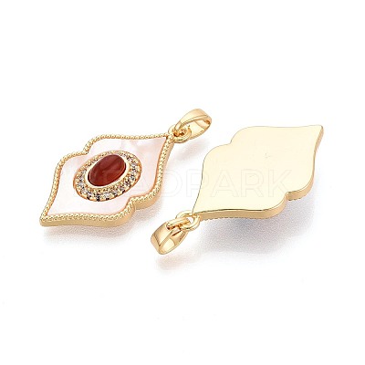 Natural Carnelian(Dyed & Heated) with Shell Pendants KK-N287-12G-01-1