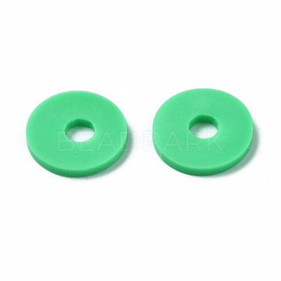 Flat Round Handmade Polymer Clay Beads CLAY-R067-10mm-06-1