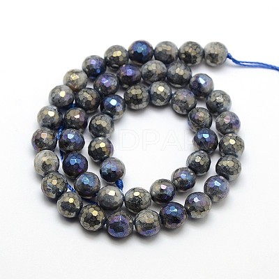 Electroplate Natural Labradorite Beads Strands G-L150-14mm-01-1