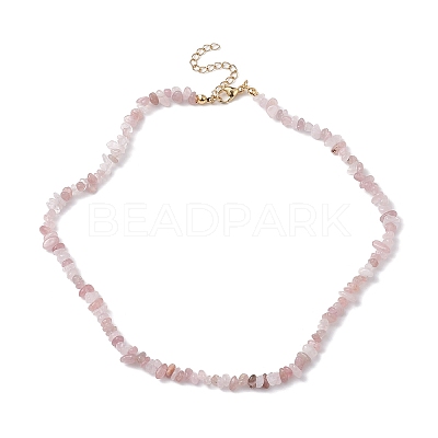 Natural Rose Quartz Chip Beaded Necklace NJEW-JN04616-03-1
