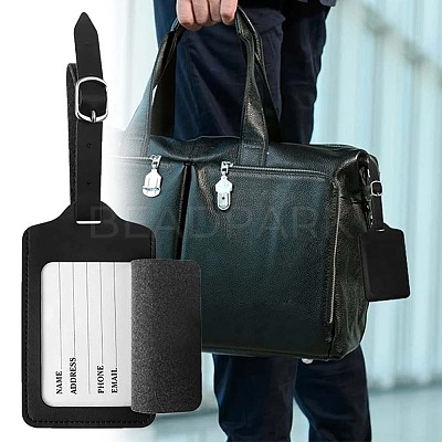 CutHollow 4Pcs PU Leather Luggage Tag OFST-CL0001-01B-03-1