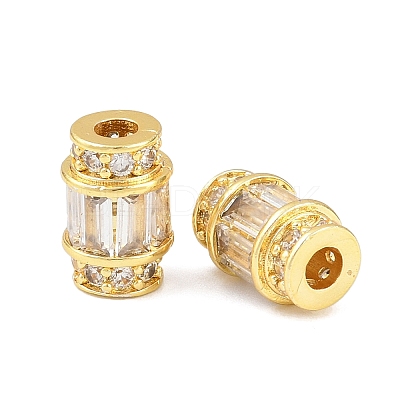 Brass Micro Pave Clear Cubic Zirconia Beads KK-C142-10G-1