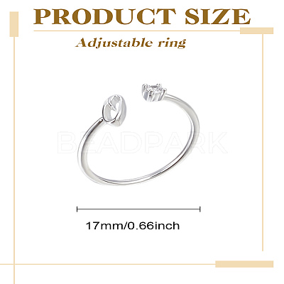 1Pc Letter Brass Rhinestone Open Cuff Rings for Women AJEW-LP0004-47O-S-1