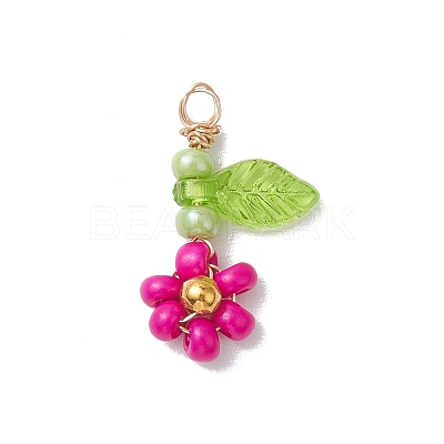 12Pcs Seed Beads Beaded Charms PALLOY-MZ00281-1