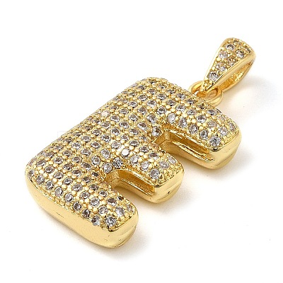 Brass Micro Pave Cubic Zirconia Pendants KK-E061-03G-05-1