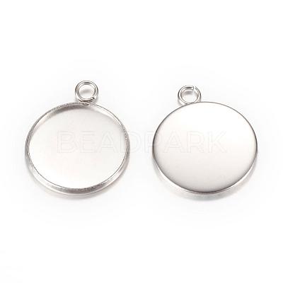 Tarnish Resistant 304 Stainless Steel Pendant Cabochon Settings STAS-T004-06-1