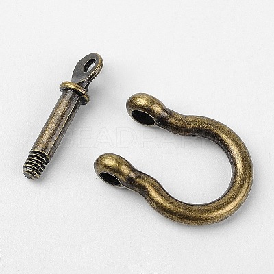 Tibetan Style Alloy D-Ring Anchor Shackle Clasps X-PALLOY-D355-AB-1