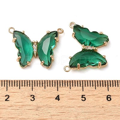 Brass Pave Faceted Glass Connector Charms FIND-Z020-03T-1