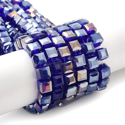 Electroplate Glass Beads Strands EGLA-D018-8x8mm-67-1
