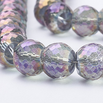 Electroplated Glass Beads Strands X-EGLA-Q092-8mm-A08-1