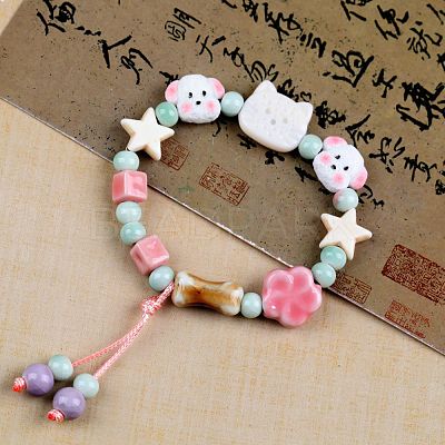 Handmade Porcelain Beaded Charm Bracelets FS-WG45621-06-1