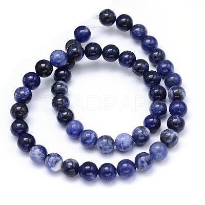 Round Natural Sodalite Beads Strands X-G-F222-39-12mm-1