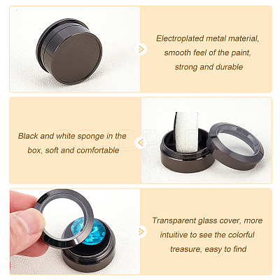 3Pcs 3 Colors Alloy & Stainless Steel Loose Diamond Boxes CON-FG0001-07-1