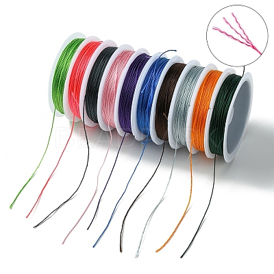 10 Rolls 10 Colors 10M 9-ply Polyester Round Thread OCOR-YW0001-07B-1