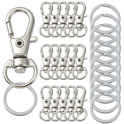 DIY Alloy Swivel Lobster Claw Clasps & Iron Split Key Rings Keychain Finding Kits DIY-YW0010-44P-1
