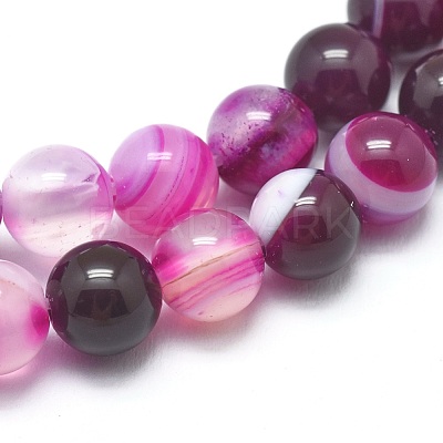 Natural Striped Agate/Banded Agate Beads Strands G-I254-03A-03-1