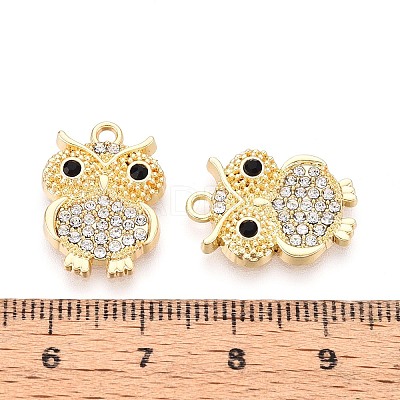 Rack Plating Alloy and Rhinestone Pendants PALLOY-T092-19G-1