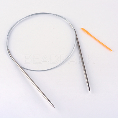 Steel Wire Stainless Steel Circular Knitting Needles and Random Color Plastic Tapestry Needles TOOL-R042-800x4.5mm-1