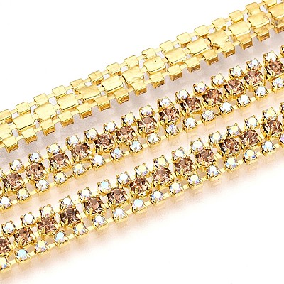 Iron Rhinestone Cup Chains CH-T006-04G-01-1